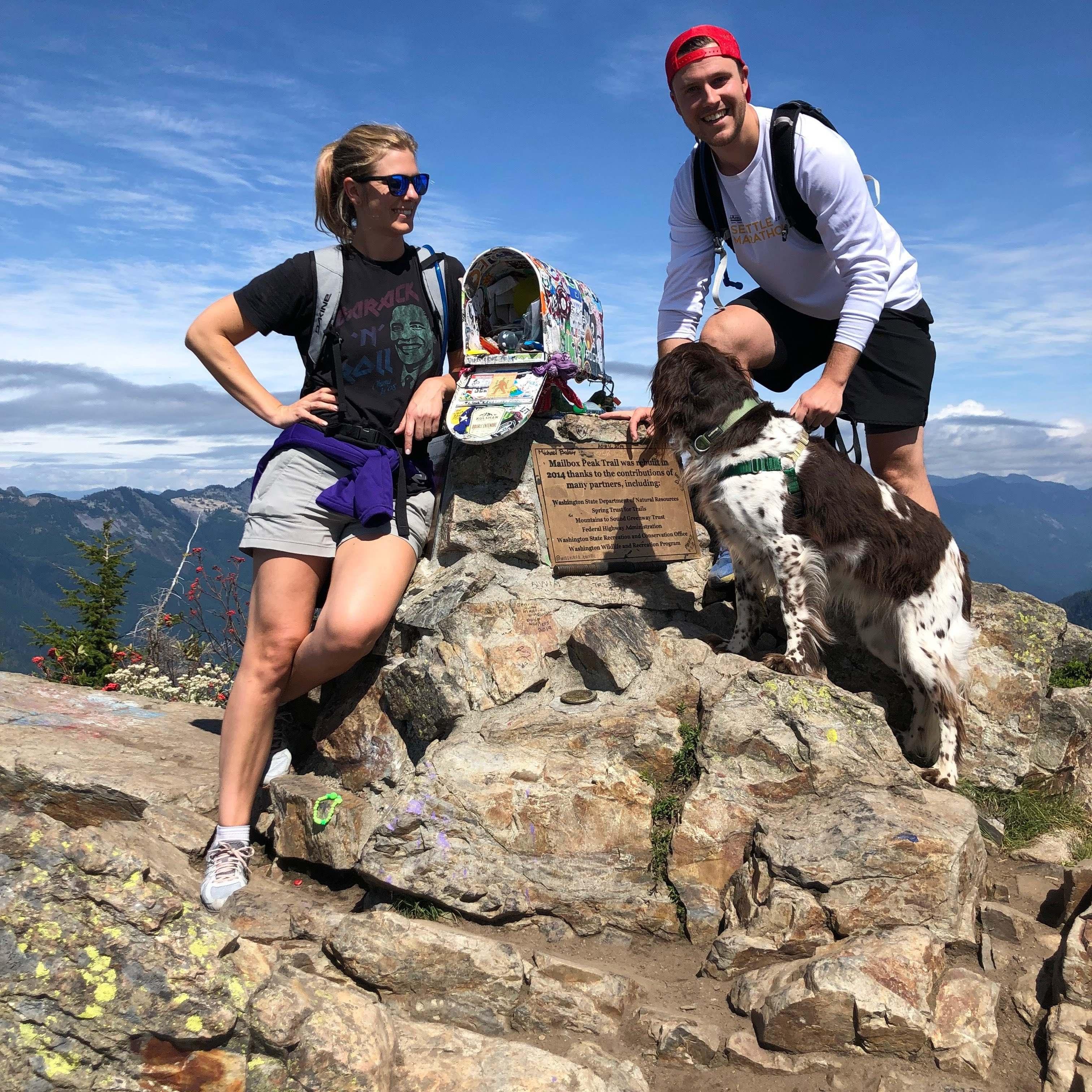 Atop Mailbox Peak with Auggie. 2019.