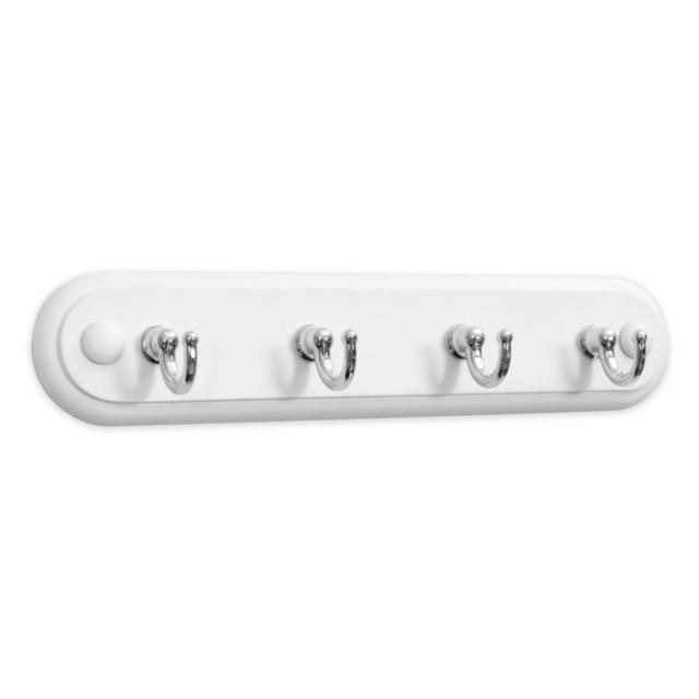 4-Hook Wall-Mount Key Rack in White/Chrome