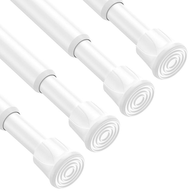 ZipGlo 4pack Spring Tension Rods 28-48 Inch Adjustable White Tension Rod Spring Rod Extendable Curtain Tension Rod Spring Loaded Curtain Rods Tension Rod for Curtains,Closet,Kitchen