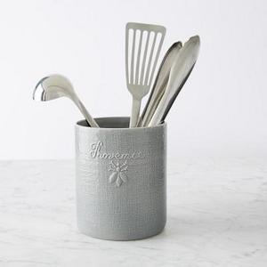 French Porcelain Utensil Holder, Grey