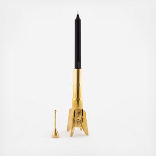 Cosmic Rocket Brass Candle Holder