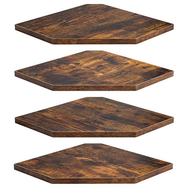 Corner Shelf Wall Mount, Corner Floating Shelves, Set of 4 Corner Wall Shelf Organizer, Rustic Wood Wall Storage Display Shelves for Living Room Bedroom Bathroom Kitchen, Rustic Brown
