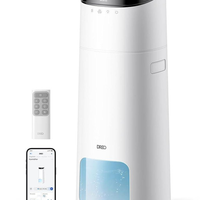 Dreo 16L Smart Humidifier Large Room 1000 ft², 130H Cool Mist Air Humidifiers for Bedroom Plants Baby, Top Fill, Remote/Touch/Voice & APP Control, Clean Tank Technology, 30dB, RGB Light, HM755S White