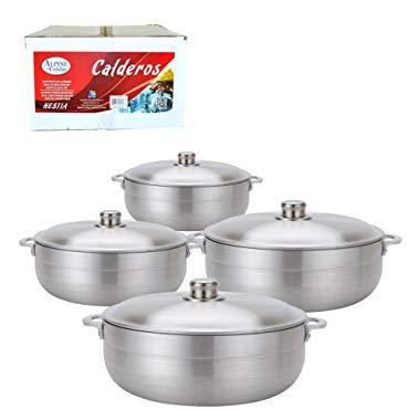 Aramco 8 Piece Alpine Gourmet Aluminum Caldero Set, 2/3.5/7/13 quart, Silver (AI-6928)