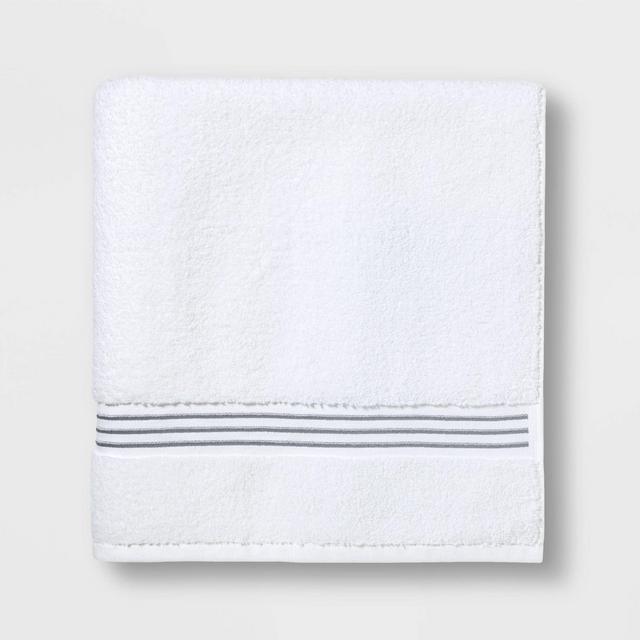 Spa Bath Towel Light Gray Stripe - Threshold Signature™