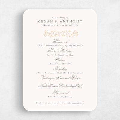Beige Rounded Wedding Program - Palais