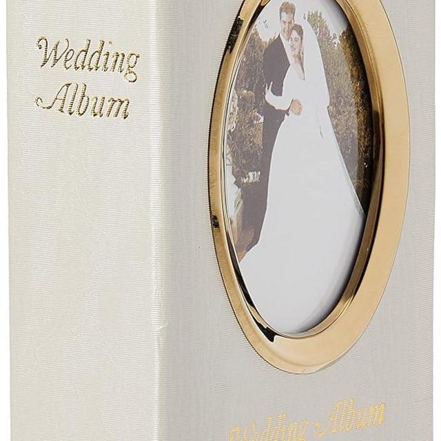 Pioneer Photo Albums WFM-46/GT 100-Pocket Moire Cover Album with Goldtone Oval Frame and Wedding Album Text for 4 by 6-Inch Prints, Ivory