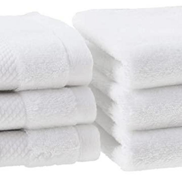Amazon Aware 100% Organic Cotton Plush Bath Towels - Washcloths, 6-Pack, White