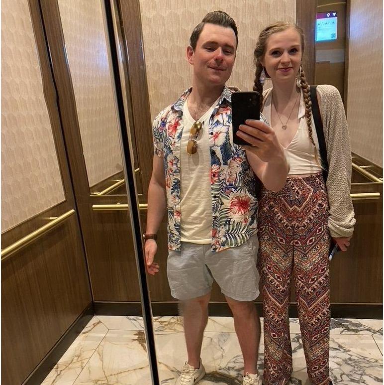 Our trip to Vegas. We forgot to take pictures of both of us so we took one in the hotel elevator.