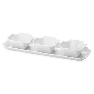 Over & Back® Porter 4-Piece Condiment Bowls with Tray Set in White