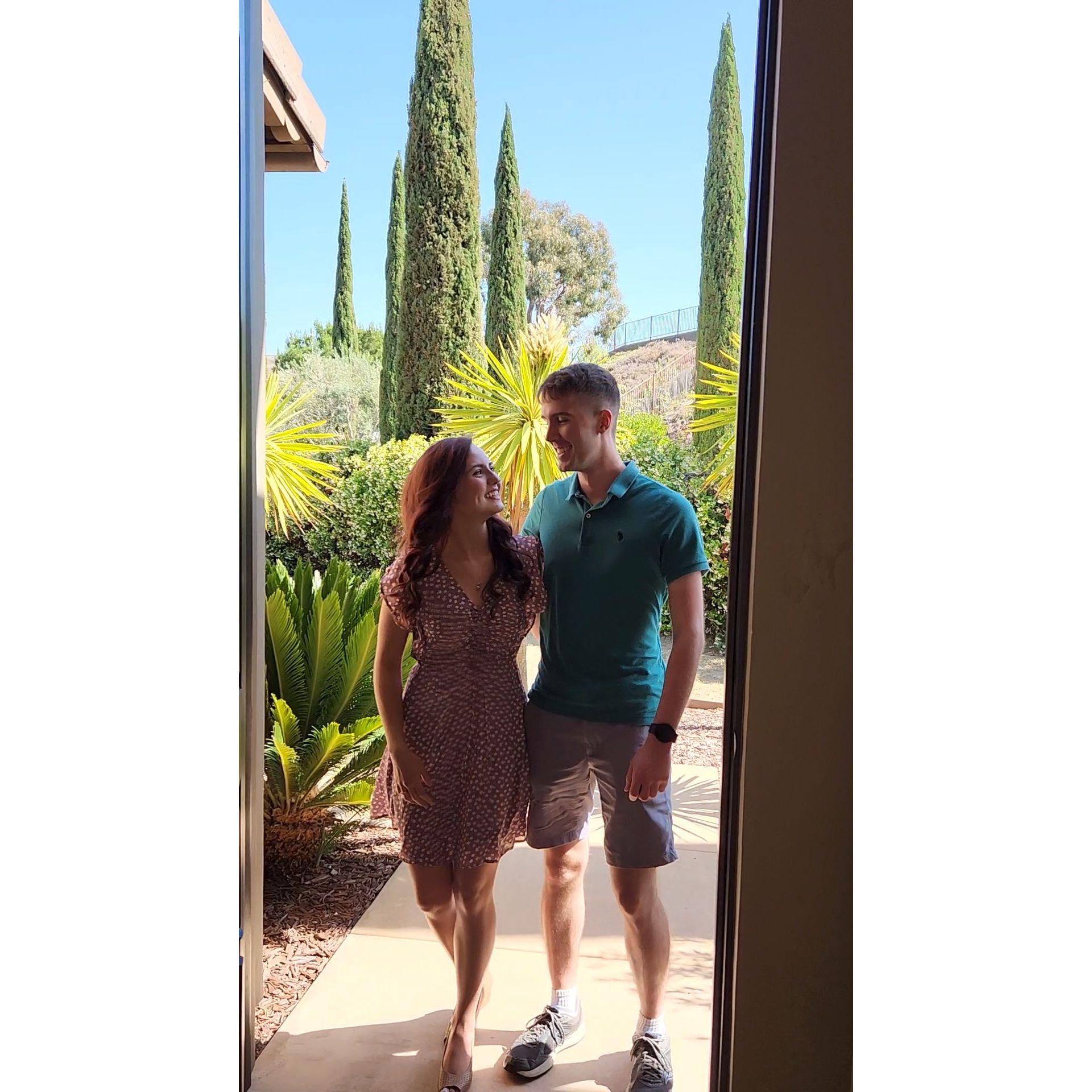 The absolute first time we had seen each other in over 2 years since starting dating! My Aunt told me he was outside, and even though I was expecting him, I didn't believe her.