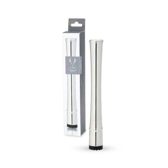 Viski Stainless Steel Muddler, Essential Bar Tools & Accessories, Craft Cocktail Accessories, 7.8 Inches, Silver Finish