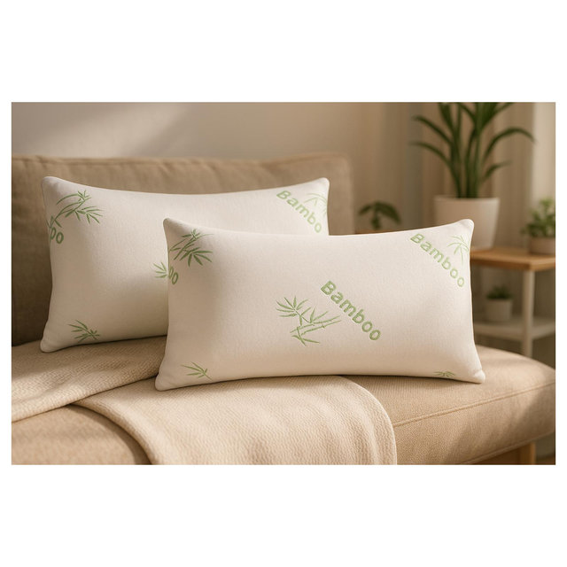 Home Mart Goods Queen Size Soft Plush Bamboo Memory Foam Support Pillow