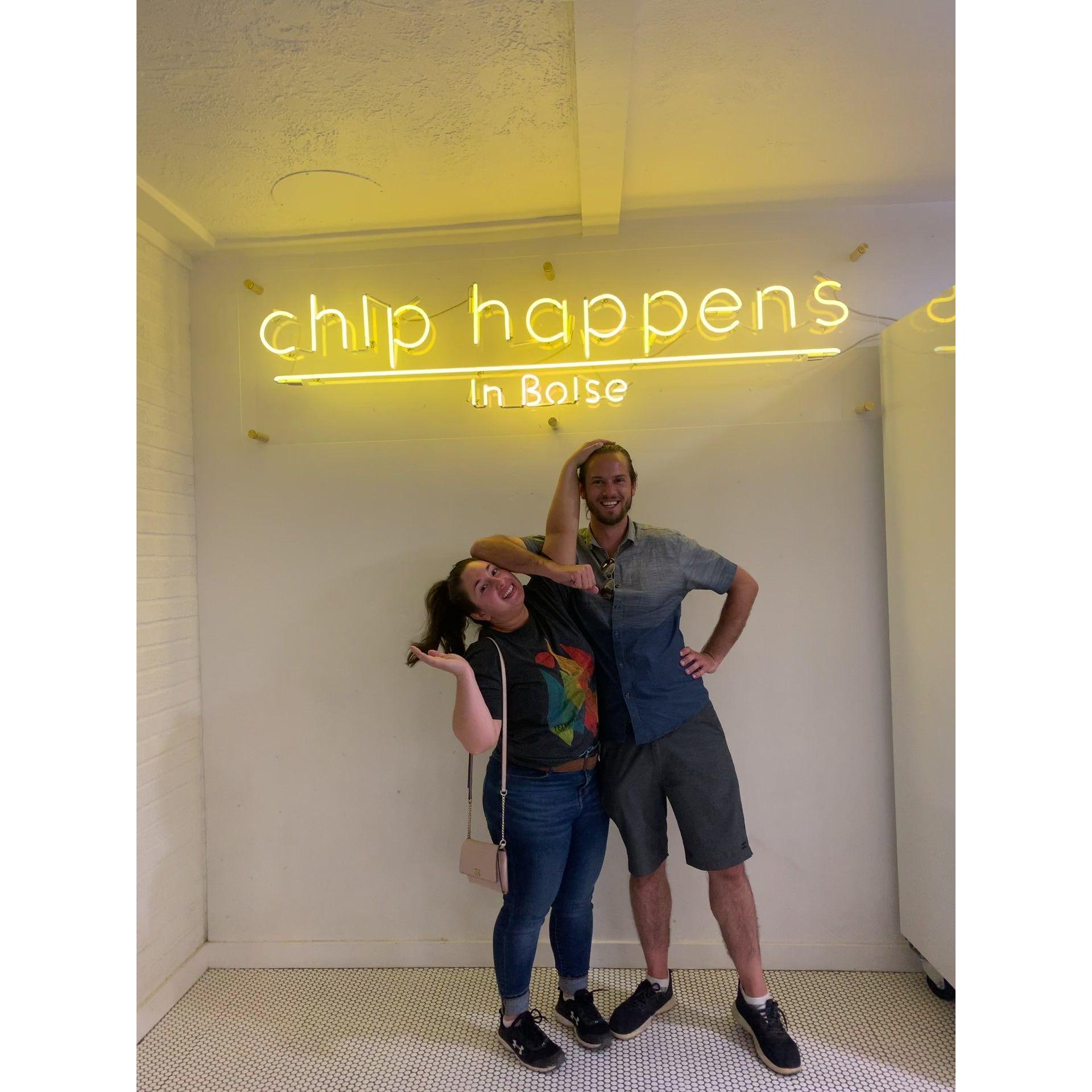 A quick stop at a cookie shop in Boise on our way back from Colorado. Feeling goofy! August, 2021.