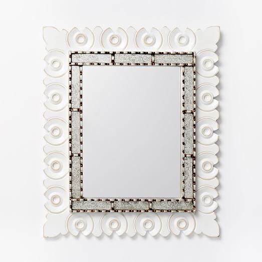 Peruvian Mirror - Medium [Silver + White Rectangle]