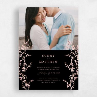 Black Wedding Invitation - Sakura Photo