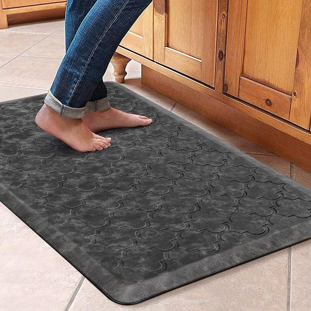 WiseLife Kitchen Mat Cushioned Anti Fatigue Floor Mat,17.3"x28",Thick Non Slip Waterproof Kitchen Rugs and Mats,Heavy Duty PVC Foam Standing Mat for Kitchen,Floor,Home,Office,Desk,Sink,Laundry,Grey