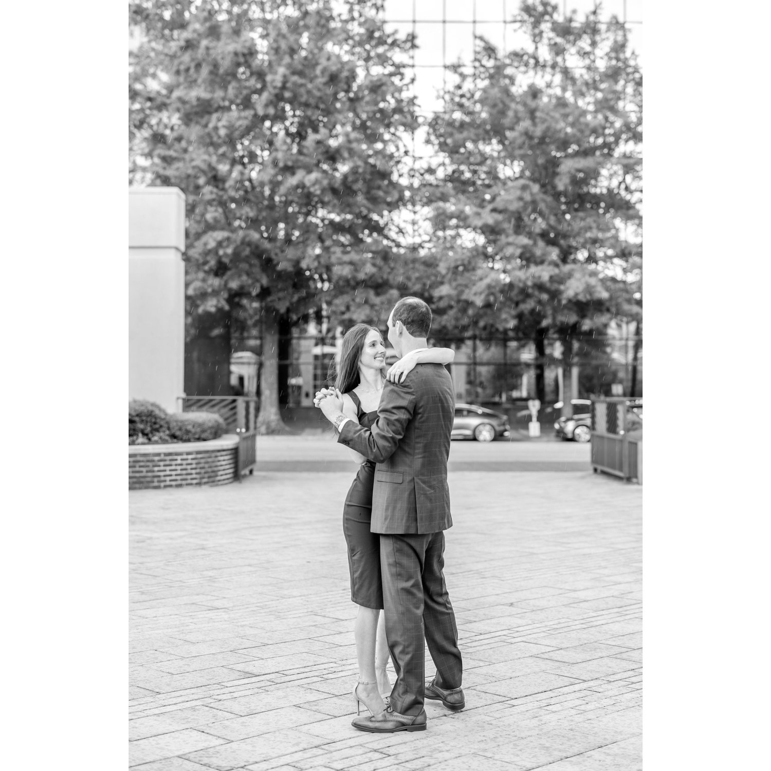 When it first started raining, she told us to slow dance!