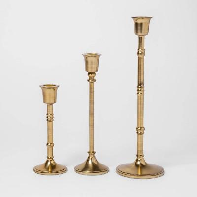 3pc Taper Candle Holder Set Gold - Threshold&#8482;
