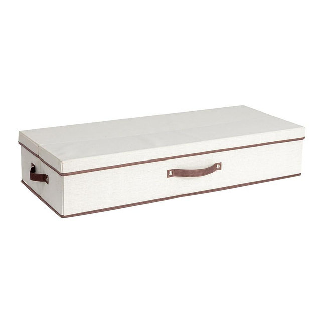 Household Essentials Gift Wrap Organizer with Lid, Natural and Brown
