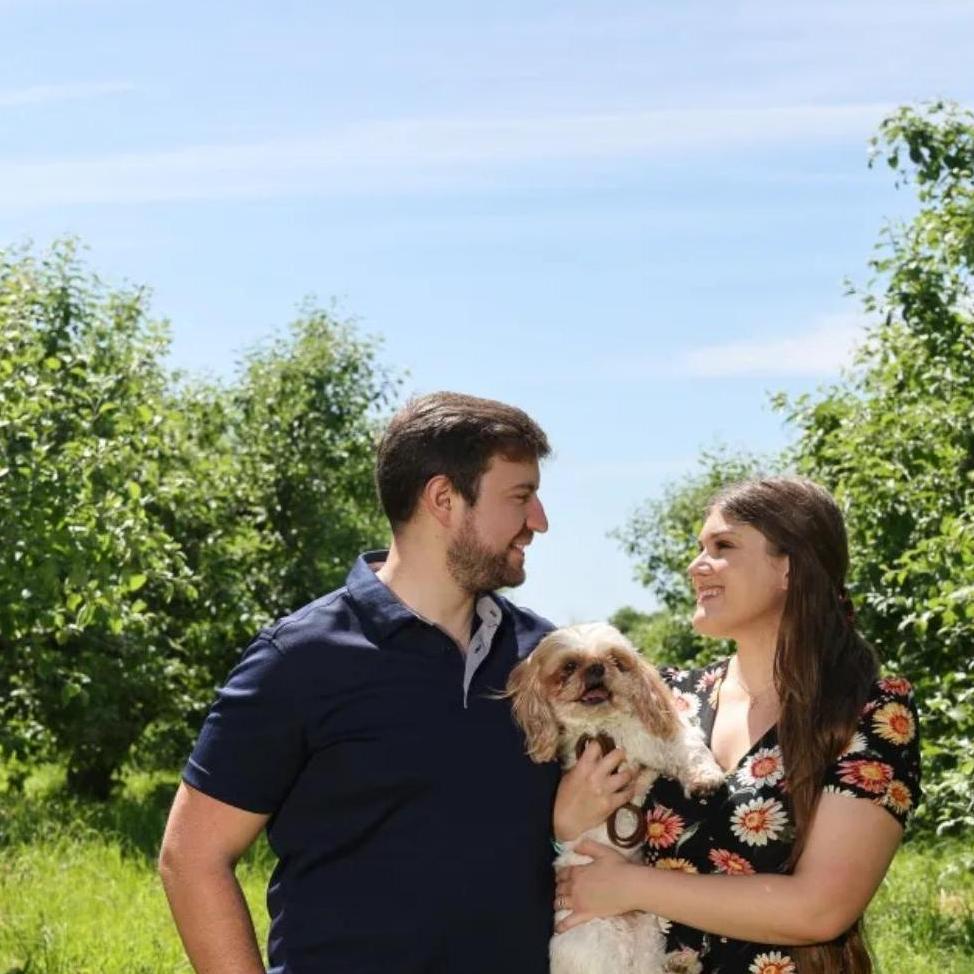 Ronnie, Katy & their shih tzu, Stella, who they rescued in July 2019 after buying their 1st home.