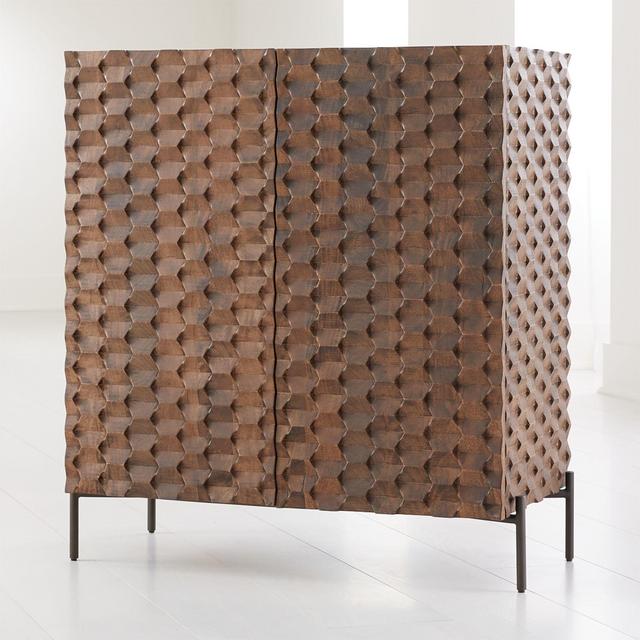 Raffael Carved Wood Bar Cabinet