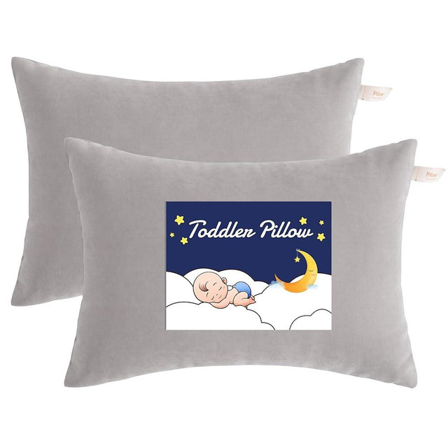 NTBAY Toddler Pillows, Down Alternative 13"x18" Pillows, Machine Washable - Soft and Breathable Travel Small Pillows for Sleeping, Ideal for Daycare, Crib, Cot, Light Grey