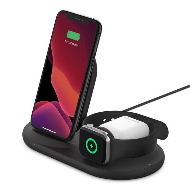 Belkin 3-in-1 Wireless Charger (Wireless Charging Station for iPhone, Apple Watch, AirPods) Wireless Charging Dock, iPhone Charging Dock, Apple Watch Charging Stand, Black (WIZ001ttBK)