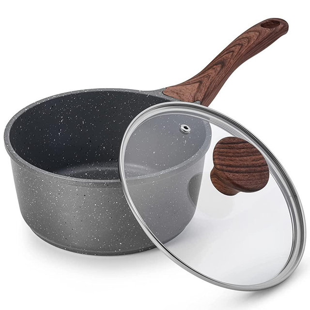 SENSARTE Nonstick Sauce Pan with Lid, 2.6QT Medium Sauce Pot with Swiss Granite Coating, Stay-cool Handle, Multipurpose Handy Little Non Toxic Saucepan, Induction Capable, PFOA Free