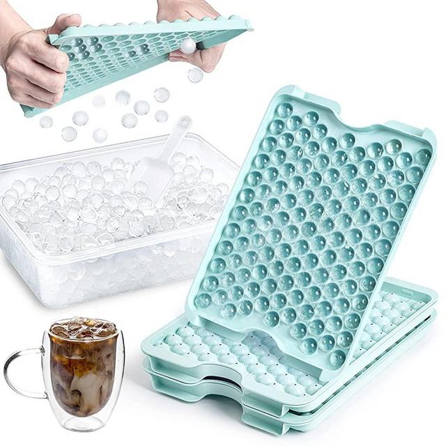 3 Pack Ice Cube Tray for Freezer, 99 x 1IN Round Ice Trays Easy Release  Circle Ice Trays for Freezer with Bin and Lid, BPA Free Ice Tray for  Cocktail