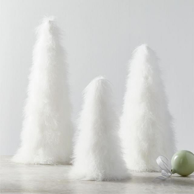 Fluffy White Trees Set of 3