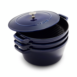 Staub Stackable 4-pc. Set: Cast Iron Dutch Oven, Grill Pan & Braiser