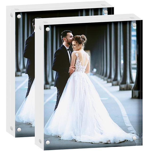 DEKIRU Acrylic Frames - 8x10 (2 Packs) • 30mm Thick, 50% Thicker • Floating Frame • Plexi Glass Frames • Clear Photo Frame • Acrylic Picture Frame • Magnet Picture Frame • Lucite Frame • With Gift Box