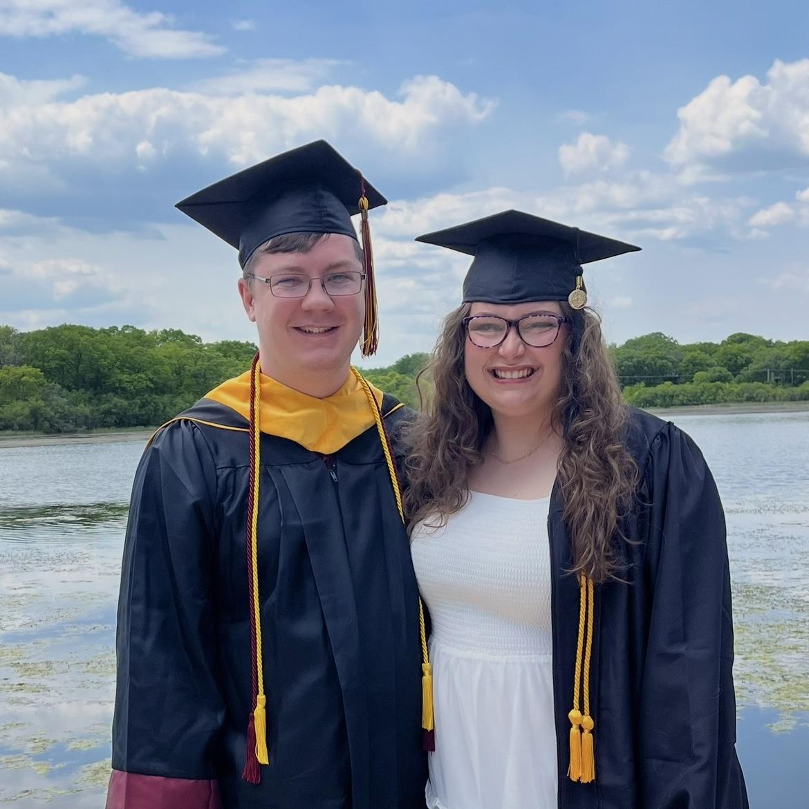College graduation- Alyssa with her BA from Bethel in special education, Ethan with his BS and MS from the UMN in electrical engineering.