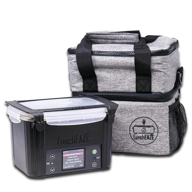LunchEAZE - The automatic, battery powered, cordless, self heated electric lunch box - For jobsites, work, travel, or students - Meal prep friendly, BPA Free, 220°F heat, with Bluetooth.