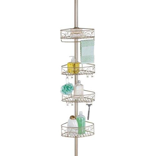 mDesign Decorative Tension Bathroom Shower Caddy for Shampoo, Conditioner, Soap - Pearl Champagne