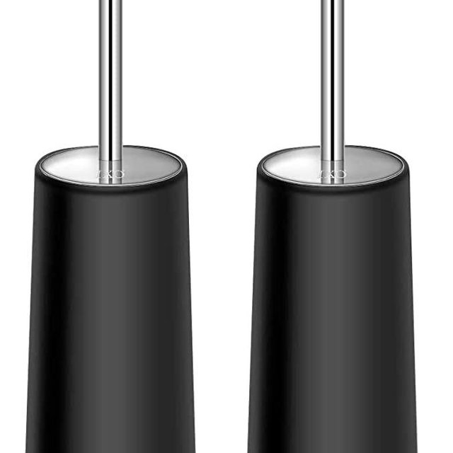 IXO Toilet Brush and Holder 2 Pack, 304 Stainless Steel Toilet Brush with Extended and Durable Comfortable Brush Handle, Toilet Bowl Brush for Bathroom Toilet - Ergonomic, Pratical Durable（Black）