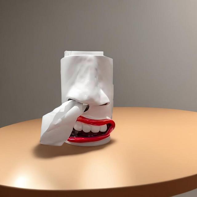 Handmade Funny Face Tissue Holder, Quirky 3D Mouth & Nose Design, Unique Tissue Box Dispenser for Home, Office Decor