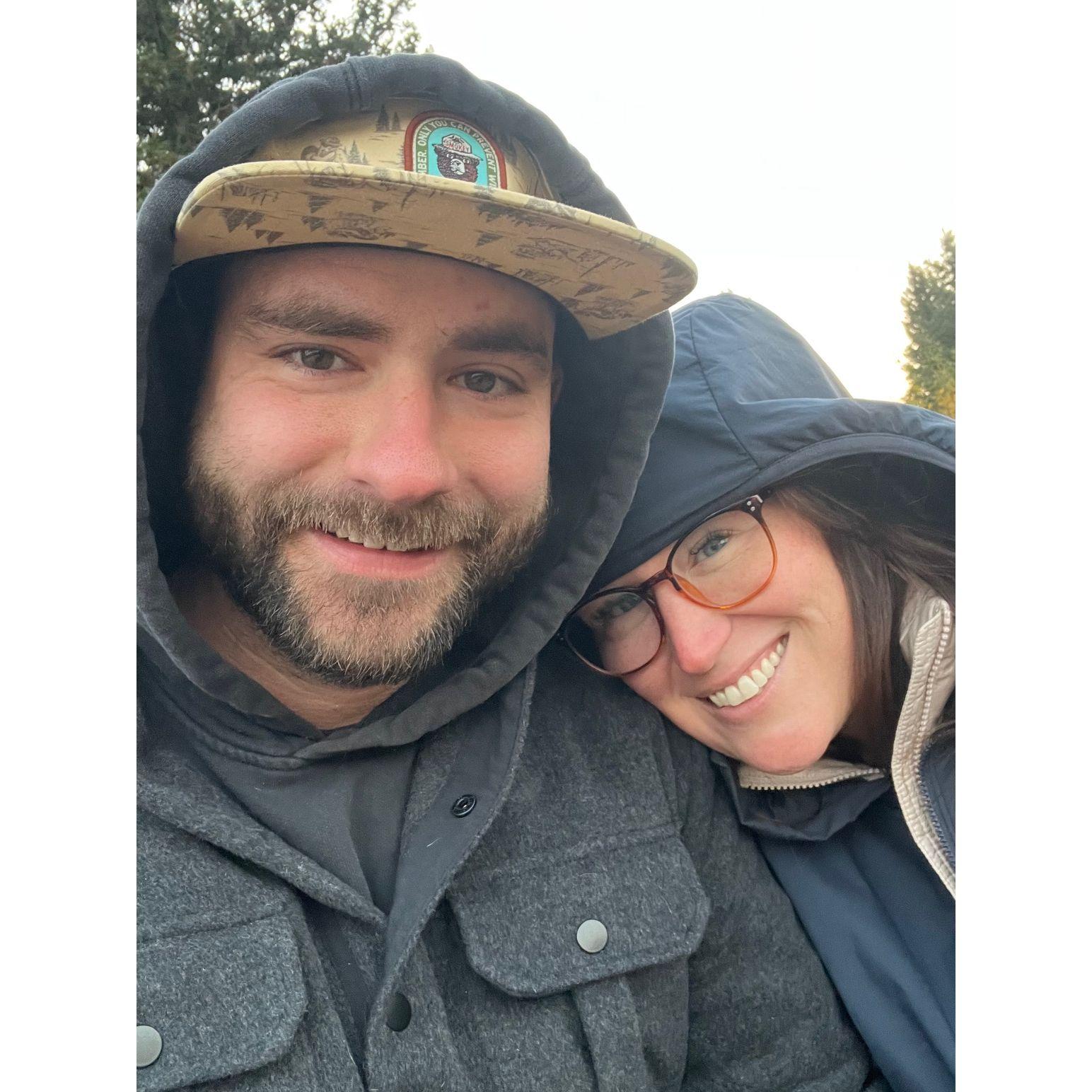 Watching the sunrise over the Tetons