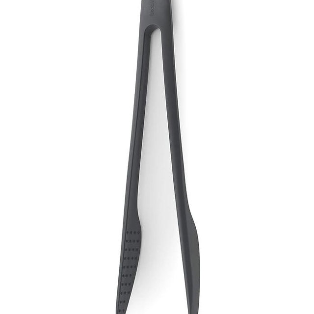 Brabantia Tasty+ Precision Tongs (Granite Gray) Non-Stick, Heat-Resistant, Dishwasher-Safe Nylon Serving, Grilling Cooking Tongs