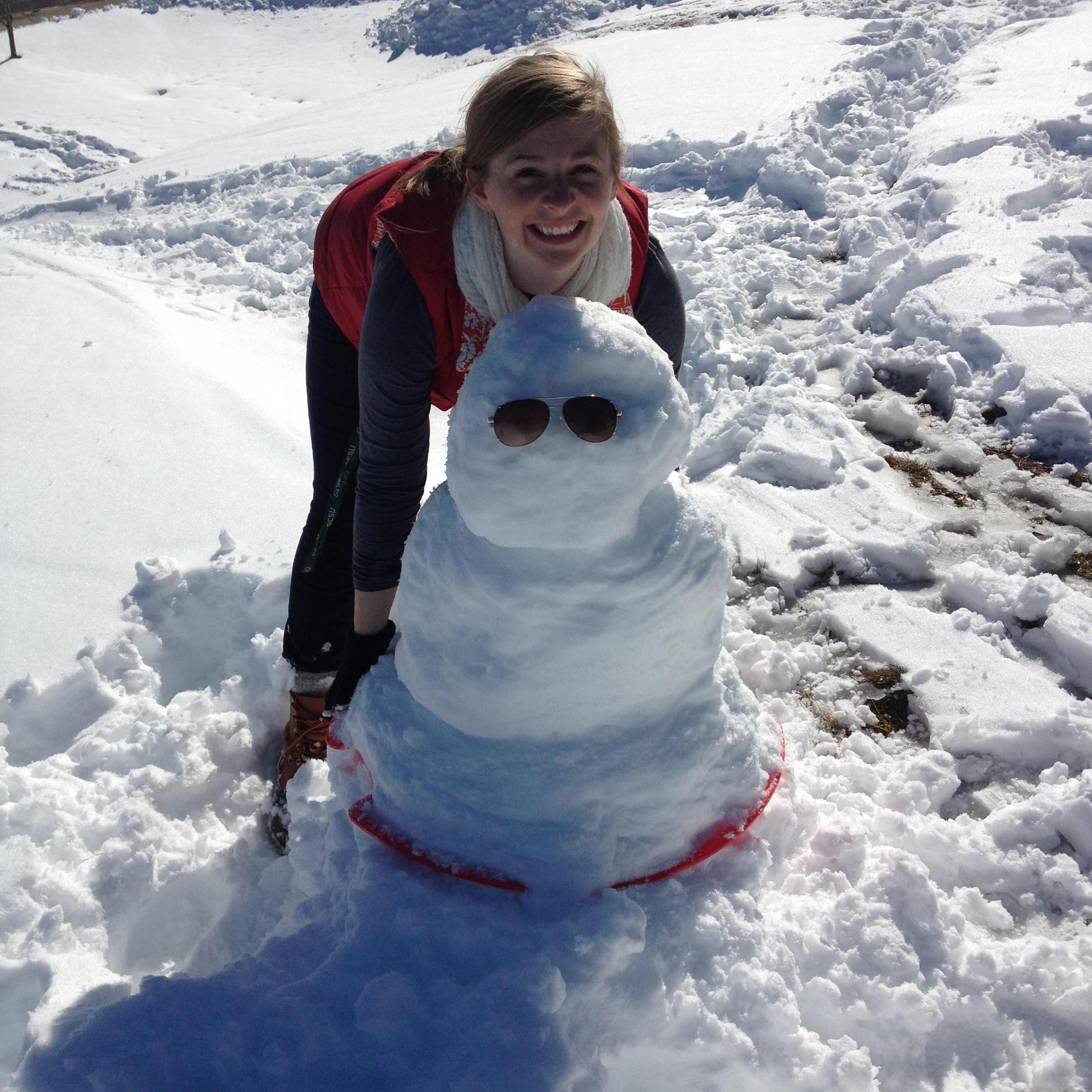 Valentine's Day sledding snowman in Harrisonburg, VA. 02.14.2014