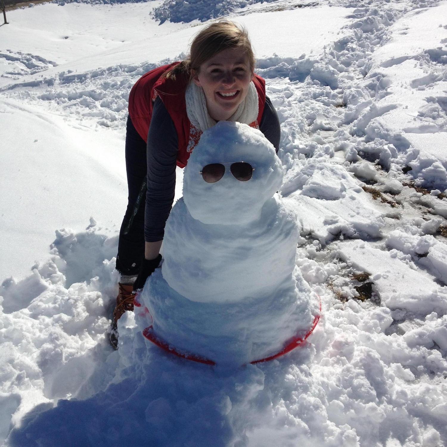 Valentine's Day sledding snowman in Harrisonburg, VA. 02.14.2014