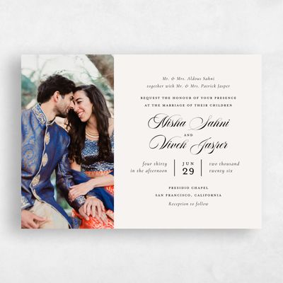 Light Oatmeal, Beige Wedding Invitation - Grazio Photo