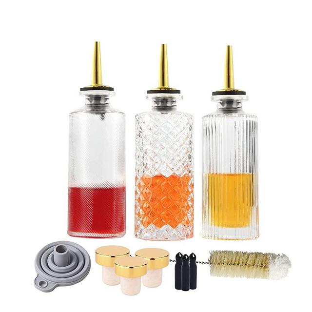 Syrup Dispenser Bottles Set 3 Packs 5 OZ Simple Small Syrup Bottles Set with Upgrade Metal Pour Spout SC057 (3 Pack)