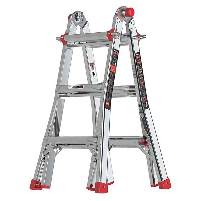 STEALTH Folding Ladder, 13 ft Aluminum Extension Ladder, 300 lbs Load Capacity, Portable Telescoping Ladder with Non-Slip Rubber, Multi-Position Step Ladders, Smart Utility for Working Indoor/Outdoor