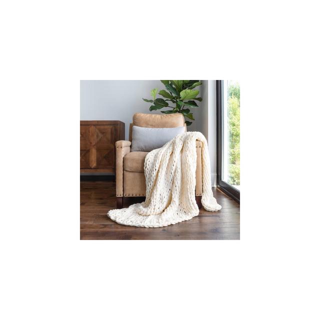 Chunky Knit Handmade Throw Blanket - Becky Cameron, Ivory