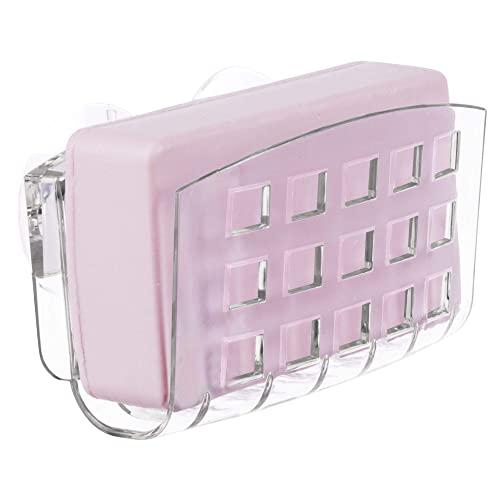 iDesign BPA-Free Plastic Kitchen Sink Suction Sponge Holder - 2.3" x 5.2" x 3.7", Clear