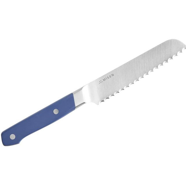 Misen Serrated Bread Knife – High-Carbon Japanese AUS8 Steel – Effortless Slicing of Bread, Pastries, and Fruits – Razor-Sharp Edge and Durable Blade with Ergonomic Handle - 5", Blue
