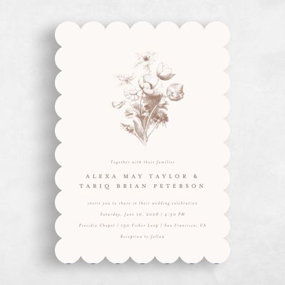Brown Scalloped Wedding Invitation - Tulipier Classic
