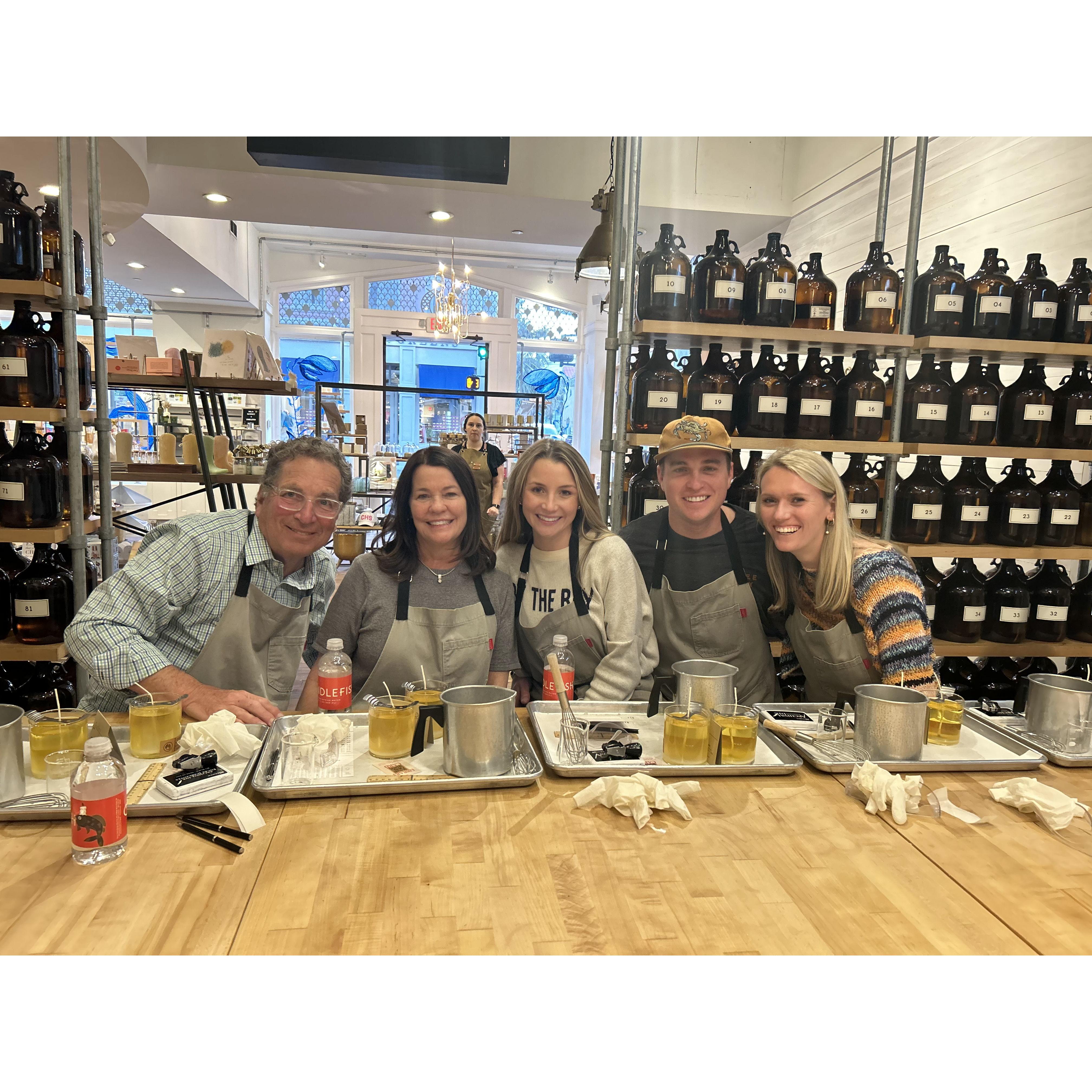 Candle Making with the Katz fam in Charleston